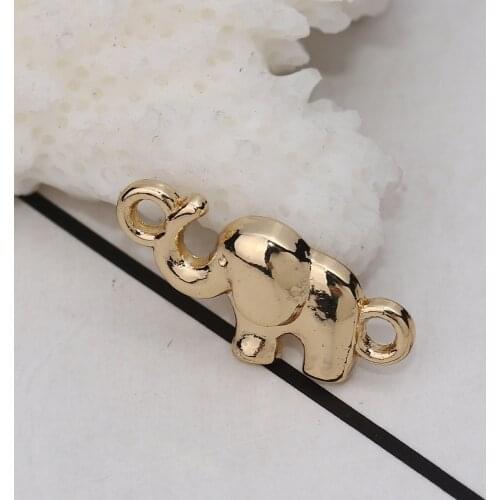 DoreenBeads Zinc Based Alloy Connectors Elephant Animal Gold Silver Color Jewelry Accessories 18mm( 6/8") x 8mm( 3/8"), 20 PCs