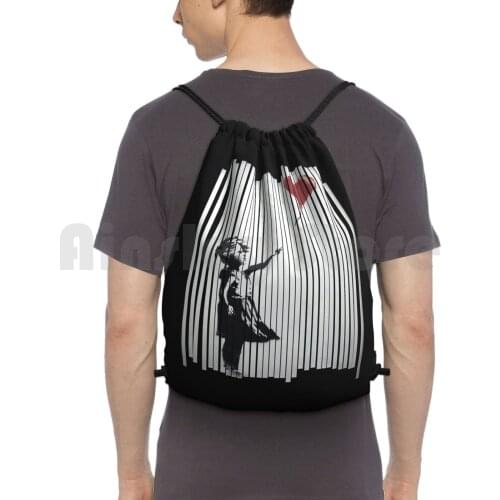 Hey! I Fixed It! Banksy Shredded Balloon Girl Backpack Drawstring Bags Gym Bag Waterproof Hey I Fixed It Banksy Shredded