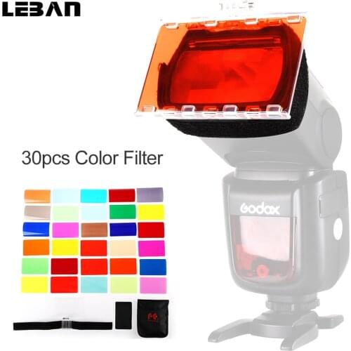 Falcon Eyes CFA-30K Flash Speedlite 30 Colors Color Gel Kit with Barndoor & Bag & Reflector for Canon Nikon YONGNUO GODOX