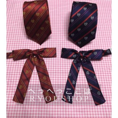 Crown Embroidery Striped Pattern British Japanese School Girls & Boys JK Uniform Bow Tie Students Necktie Cosplay