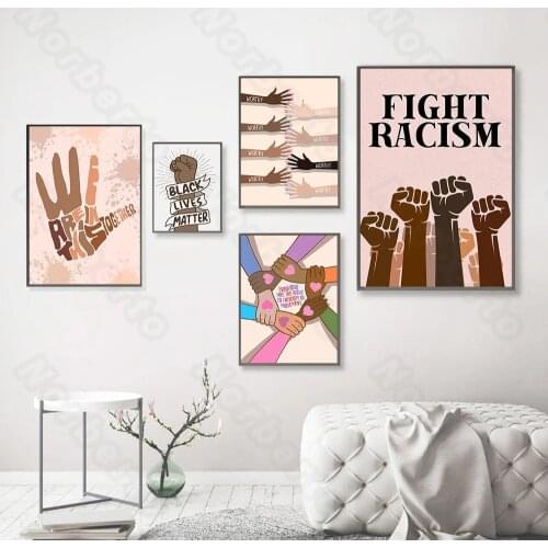 Canvas Painting Poster Street Graffitis Pictures and Quotes Black Lives Matter Fight Racism Public Places or Offices Decoration