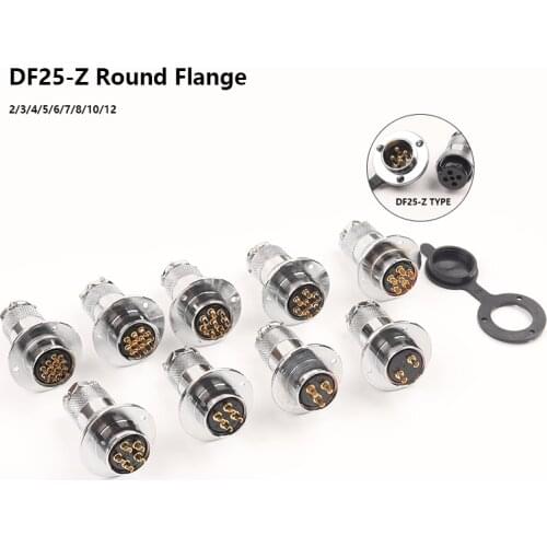 1Set DF25 GX25 Circular Flange Female Plug & Male Socket Aviation Connectors M25 2/3/4/5/6/7/8 Pin Wire Connector With cover