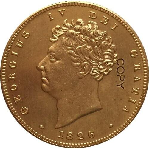 24 - K gold plated 1826 United Kingdom 2 Pounds - George IV coins copy