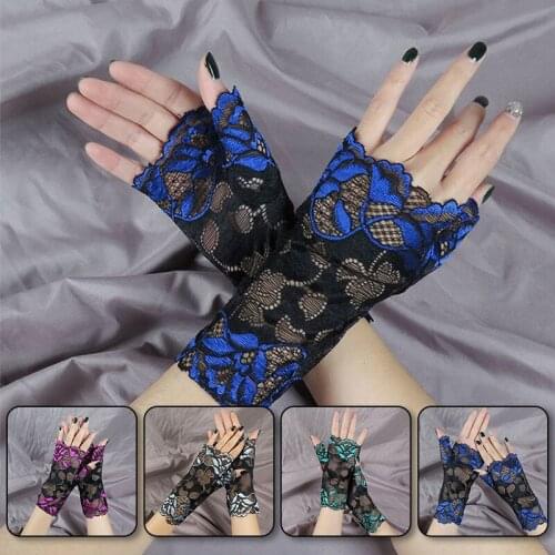 Half-Finger Lace Gloves Breathable Thin Section Leaking Fingers Sunscreen Riding Driving Womens Sun Protection Summer Gloves