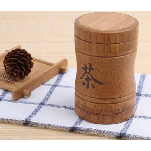 Mini Porable Tea Box Bamboo Material Travel Outdoor Vase Sealed Cans Gifts