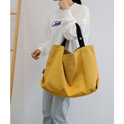 Soft Canvas Bag Large Capacity Women Shopping Bag Casual Hasp Ladies One Shoulder Tote Bags Womens Handbags