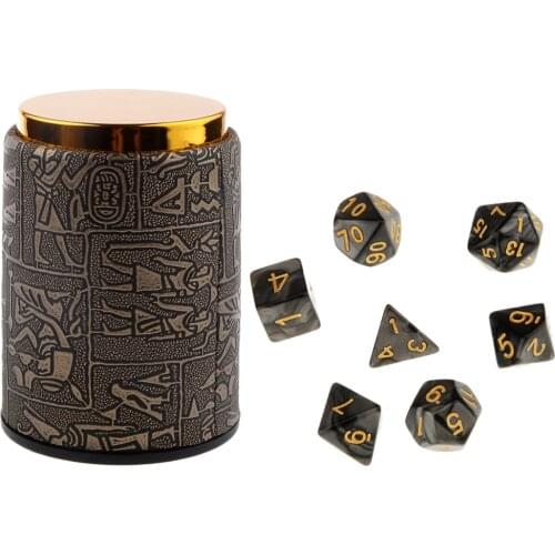 7pcs Polyhedral Dice Set D20 D12 D10 D8 D6 D4 Dices With Party KTV Decider Dice Cup Shaker for Table Dice Game Guessing Tool