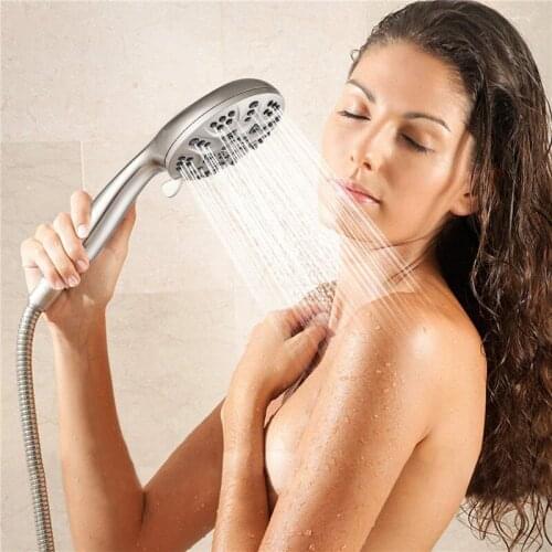 Bathroom Adjustable 6-Mode Shower Head Large Panel Water-Saving Nozzle Classic Standard Handheld Shower Bath Head Accessories