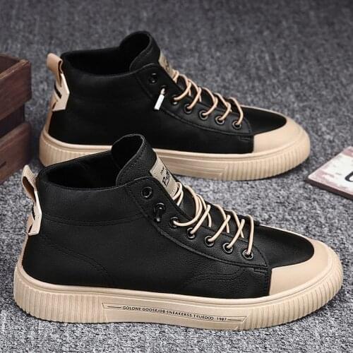 2020 autumn and winter new high top board shoes mens shoes Korean fashion versatile leather shoes mens casual sports shoes