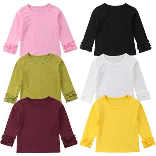 New Casual Toddler Infant Baby Kids Girls Solid Puff Long Sleeve Shirt Tops Outfits Clothes T-Shirt 6M-5T
