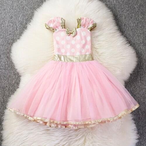 Infant Baby First Birthday Outfits Polka Dot Tulle 1 Year Party Toddler Christening Gown Pink Baby Girls Tutu Dresses 1 Year