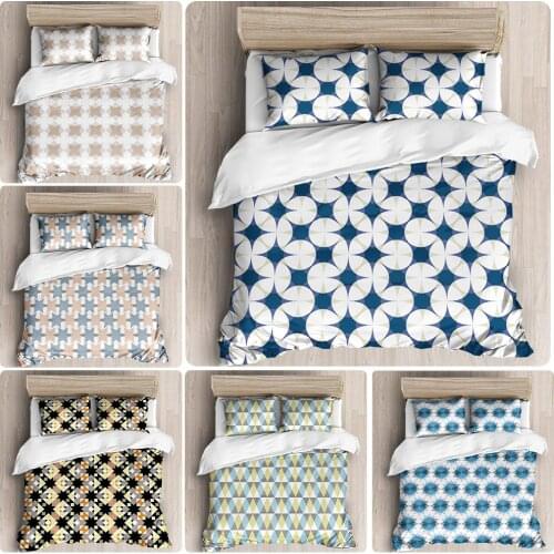 Plain Color Dense Geometric Joint Color Block Grinding MAO Bedding Set Pillowcase Quilt Cover Twin Full Queen Kiny Size