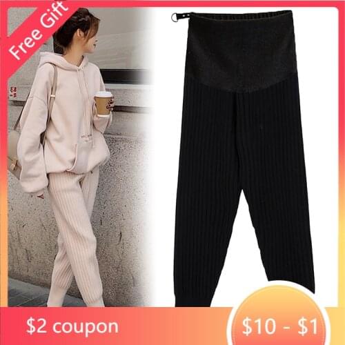 Autumn Winter Thicken Maternity Pants High Waist Adjustable Belly Pants Clothes for Pregnant Women Pregnancy Trousers