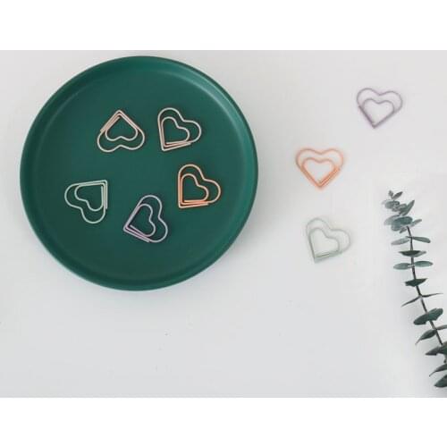 TUTU 20pcs/set heart Bookmark Paper Clip Decor Macaron color Book Note Decoration Binder Clip Stationery H0474