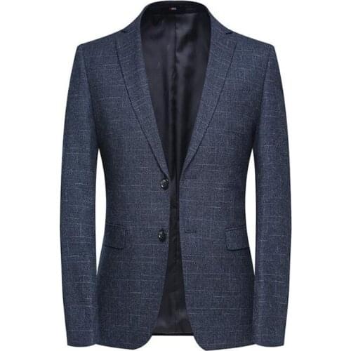 Coat Business Casual Overcoat Mens Spring Autumn Blazer Jacket Youth Blazer Grid Suit Jacket Slim Fit Blazers