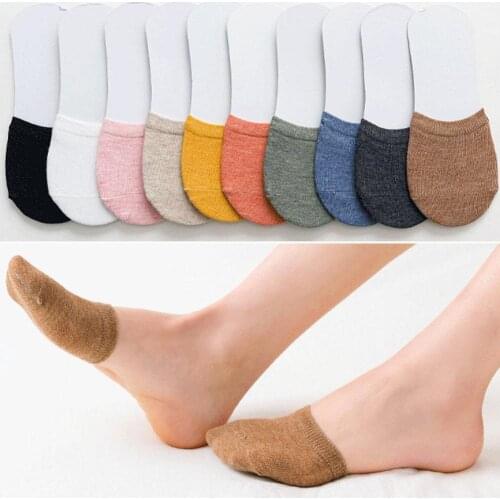 Forefoot Socks Woman Summer Color Candy Female Half Cotton Breathable Cover Half Invisible Foot Socks Toe Socks Heels L9H9