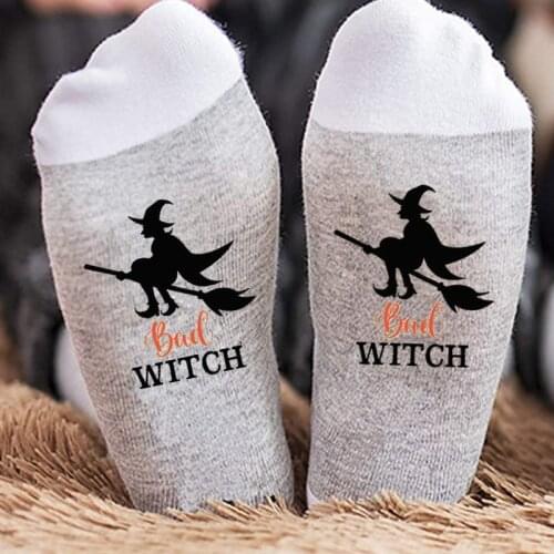 Bad Witch Witchy women Socks October 31 happy Halloween eve girls party decoration friend sisters wife gift present Photo props