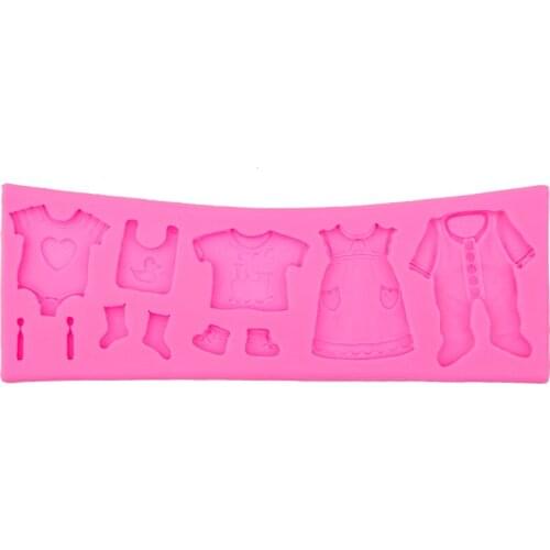 Pop 3D Baby Clothes Shower DIY Silicone Mould Fondant Kitchen Cake Decorating Mold for Chocolate Baking Tools F0534