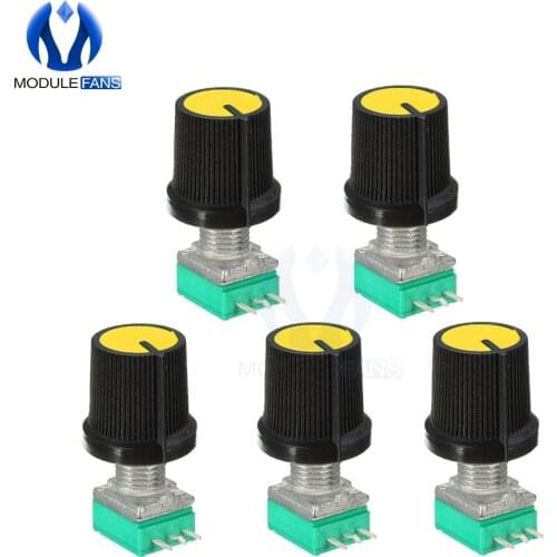 5PCS B Type ohm Rotary Potentiometer 6mm 3 Pin 3PIN 3P Knurled Shaft Single Linear 10K With Cap DIY Kit Electronic RK097G