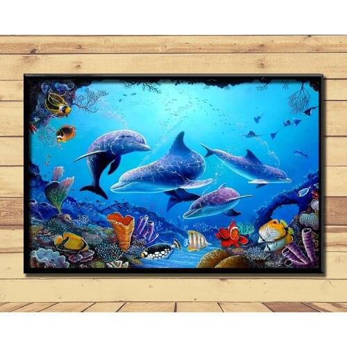Dolphin Lovely Marine Animal (20) Wall Posters Prints Silk Art Painting For Home Wall Bedroom Decor