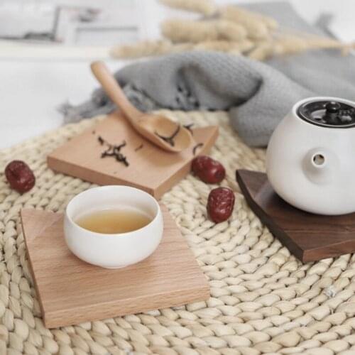 Durable solid wood corner cup pad Coasters Placemats Heat Resistant Drink Mat Table Tea Coffee Cup Pad Non-slip cup holder