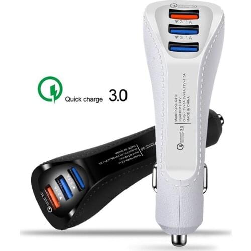 QC3.0 Car Charger 3 Port USB charger for iPhone Huawei Samsung Mobile Phone ladowarka samochodowa carregador portatil autolader