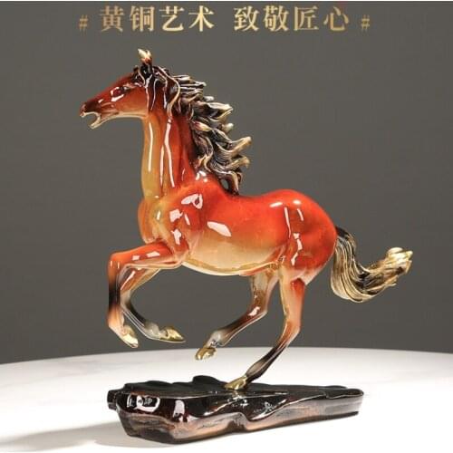 Luxurious Pure copper horse ornaments, living room wine cabinet TV cabinet decoration office desktop decoration,High end gift