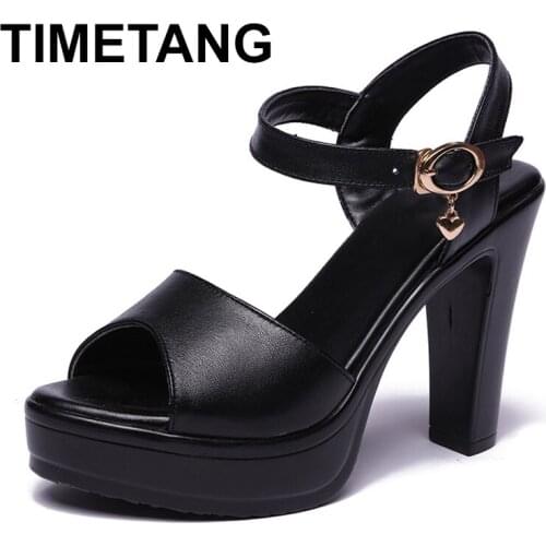 TIMETANGBig Size 35-43 Block Heels Womens Platform Sandals Summer Shoes 2019 Patent Leather Open Toe Womens Sandals High Heels