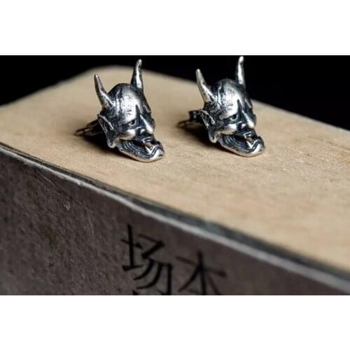 Ghost Skull Stud Earrings Motorcycle Party Punk Earrings Biker Men Jewelry Ox Horn Mask Earrings Jewelry Accessories