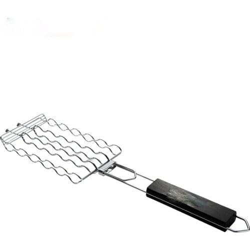 Barbecue Net BBQ Tool Sausage Barbecue Stainless Steel Barbecue Net Outdoor Grill Basket Portable Thermostability Camping Trip