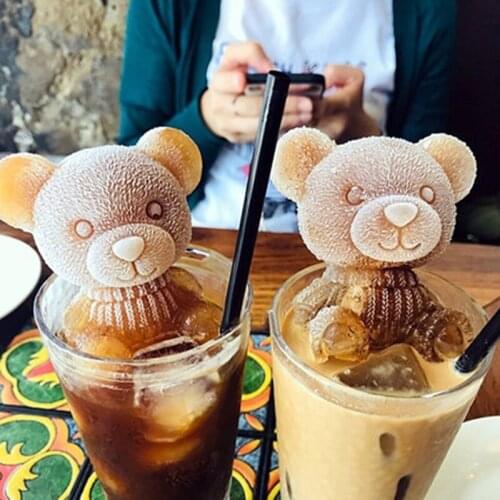 3d Ice Cube Maker Little Teddy Bear Shape Chocolate Cake Mould Tray Ice Cream Diy Tool Whiskey Wine Cocktail Silicone Mold