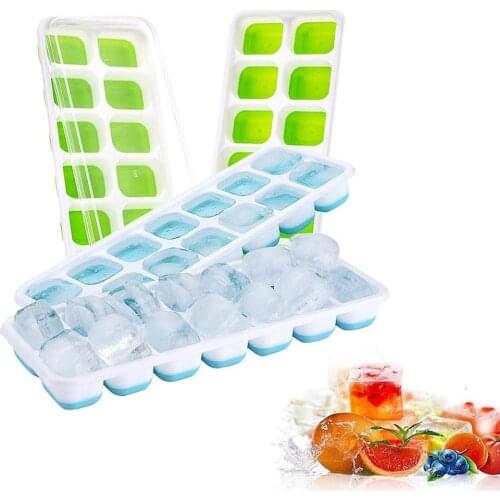 14 Cubes Silicone Ice Cube Maker Mold With Lids For Ice Cream Party Whiskey Cocktail Cold Drink Honeycomb Ice Cube Tray