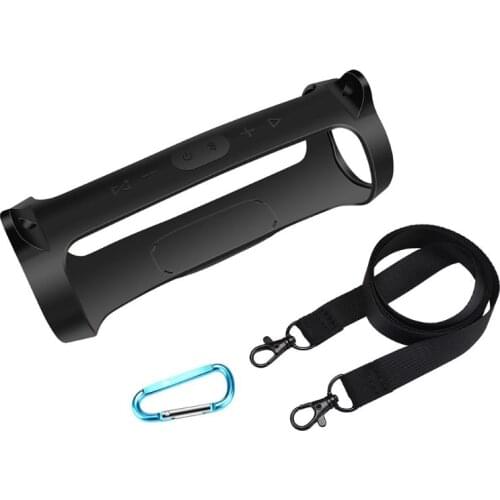 Silicone Case Cover Skin With Strap Carabiner for JBL Charge 4 Portable Wireless Bluetooth Speaker