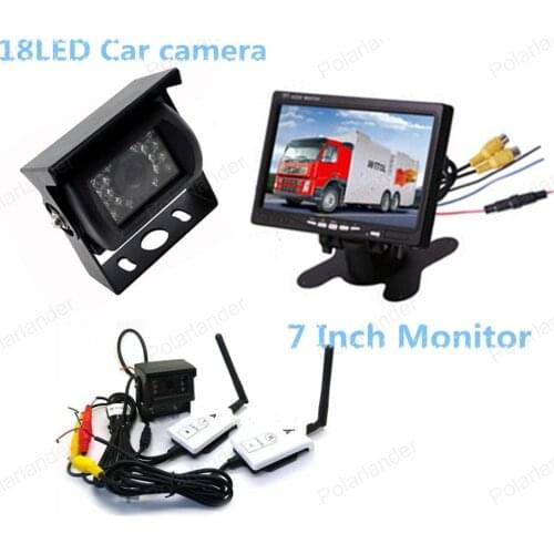 TFT LCD screen 7 Inch Car Rear View Monitor with Parking HDMI 18 LED rearviwe camera wireless receiver transmitter kit