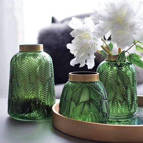 Nordic green glass Vase hydroponic Flower Pot Flower Basket Flower Vase home decoration pf90311