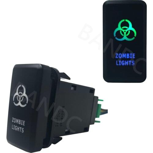 GREEN & BLUE Led Lamp, ZOMBIE LIGHTS Rocker Push Switch with Jumper Wire for Toyota Prado 120 Series 2003-2009, Auto Accessories