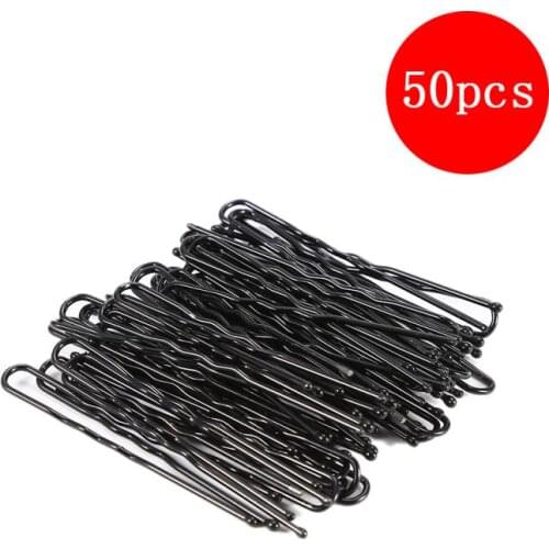 50 Pcs/set Women Girls Black U Shape Hairpins Curly Wavy Barrette Hairpins Bobby Pins Styling Hair DIYHair Accessories Tools New