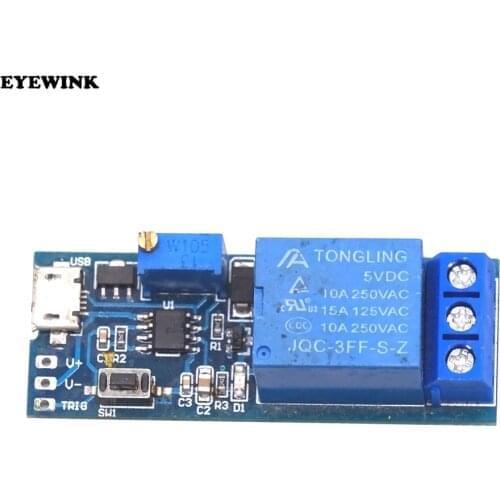 10PCS/LOT 5V-30V Delay Relay Timer Module Trigger Delay Switch Micro USB Power Adjustable Relay Module