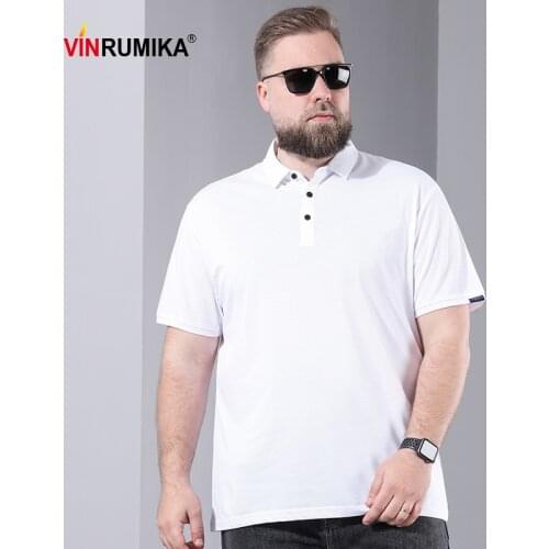 2021 Large Size M-8XL Mens Summer Business Casual Pure Color Black Polo Shirt Male White Cotton Short Sleeve Polos Shirts Tops