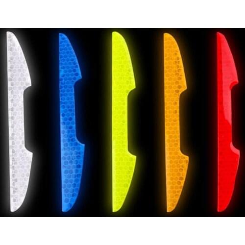 4Pcs Anti-Collision Safety Car Door Handle Reflective Warning Stickers Protector Car Accessories
