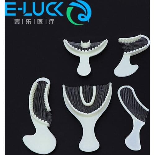 5pcs Disposable Impression Trays Dental Large Half Denture Bite Registration Oral Hygiene Mesh Impression Tray