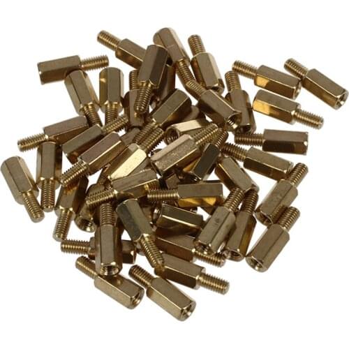 50 Pcs Brass Screw Thread PCB Stand-off Spacer M3 Male x M3 Female 6mm