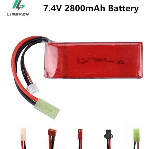 7.4V 2800mAh Lipo Battery for FT009 Udi UDI902 144001 A959 12428 12423 RC Boat Spare Parts 2S 7.4 V 2800 Mah 25C RC Toys Battery