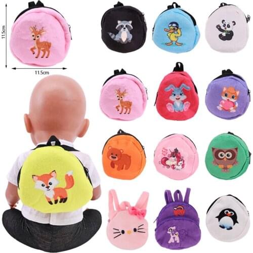 Doll Accessories Cute Cartoon Doll Backpack For 18-inch & 43 Cm Dolls Toy Girl Birthday Gifts