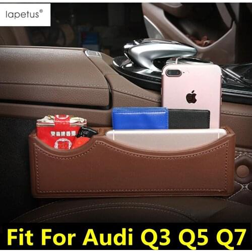 Lapetus Accessories For Audi Q3 Q5 Q7 Seat Gap Multifunction Container Box Storage Box Phone Tray Accessory Cover Kit Trim 1 Pcs