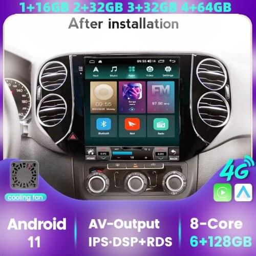 DSP Android 11 Tesla Vetical Screen Car Radio For VW Volkswagen Tiguan 2010-2016 Multimedia Navigation GPS Stereo 2 DIN No DVD