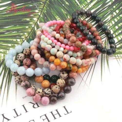 6.810mm Round Lava Rock Agates Stone Bracelet Handemade Elastic Bangle Bracelet For Women Fashion Jewerly XMAS New Year Gift 7"