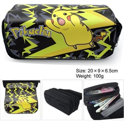 Pokemon Pencil Case Cartoon Cartoon Pen Holder Double Zipper Pencil Case Stationery Bag Men and Women Universal School Season