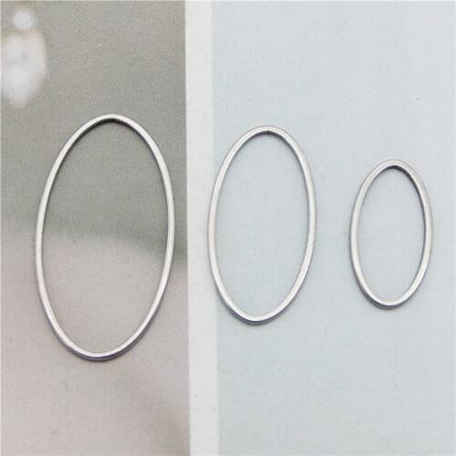 Julie Wang 12PCS Hollow Oval Charms Stainless Steel Gold Silver Color Geometric Pendants Bracelet Jewelry Making Accessory