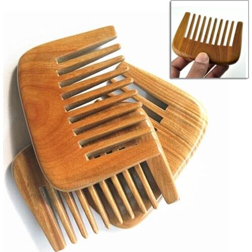 Handmade Wide Toothed Green Sandalwood Pocket Hair Comb Health Care Anti Static